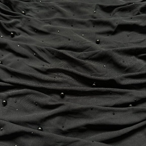 WINDSOR BLACK EMBELLISHED PEARL RUCHED MESH MIDI SKIRT CO-ORD SET - SMALL - Picture 8 of 12